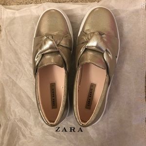 Zara sneakers with knot Silver size 37 (6.5 US)